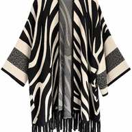 Poncho zebrato con frange