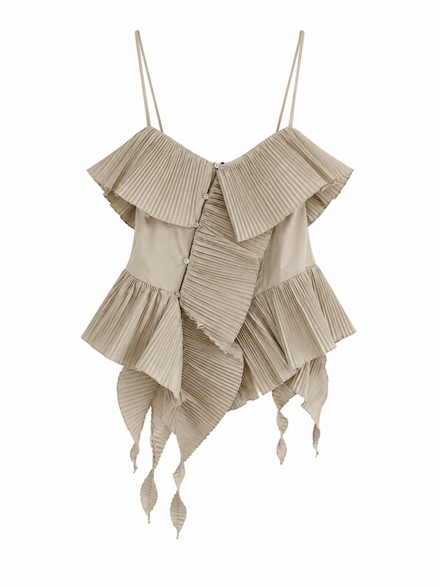 DESERT ORIGAMI — Sculpted Pleated Top