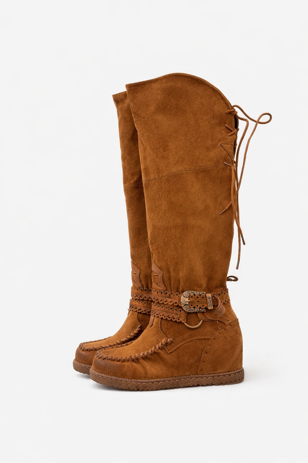 Stivale Wild Western Camoscio Alto