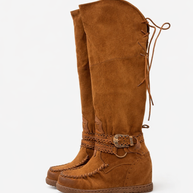 Stivale Wild Western Camoscio Alto