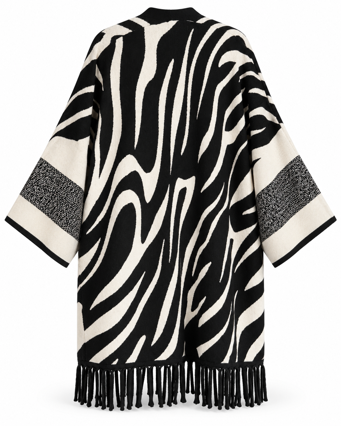 Poncho zebrato con frange