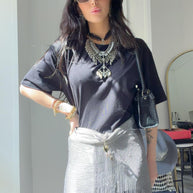 FOULARD GRIGIO FRANGE