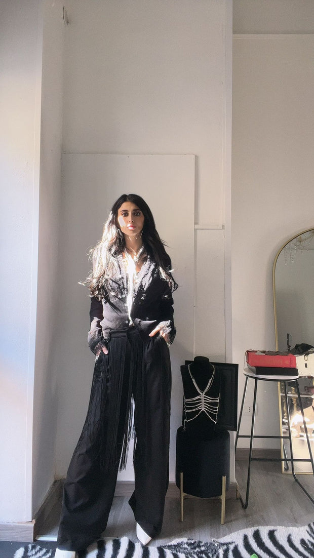 PANTALONE NERO FRANGE