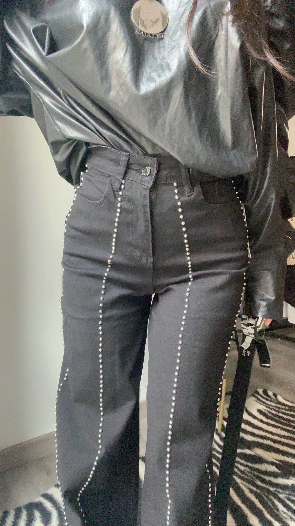 JEANS NERO DI PERLE