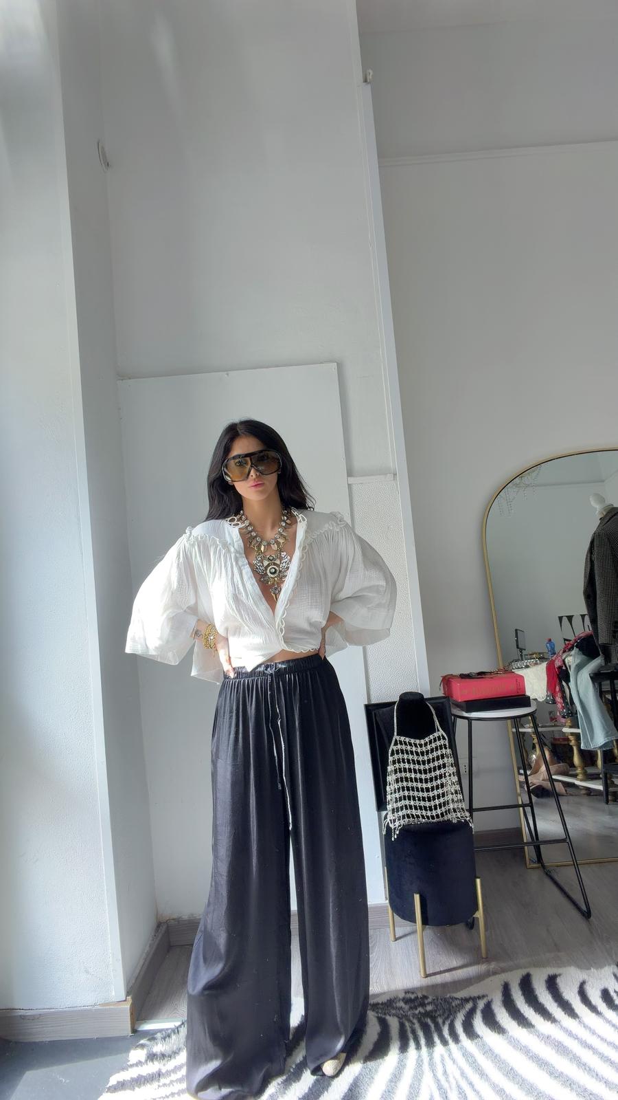 PANTALONE NERO SETATO