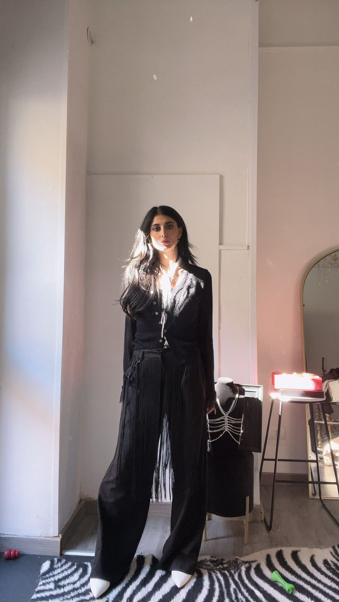 PANTALONE NERO FRANGE