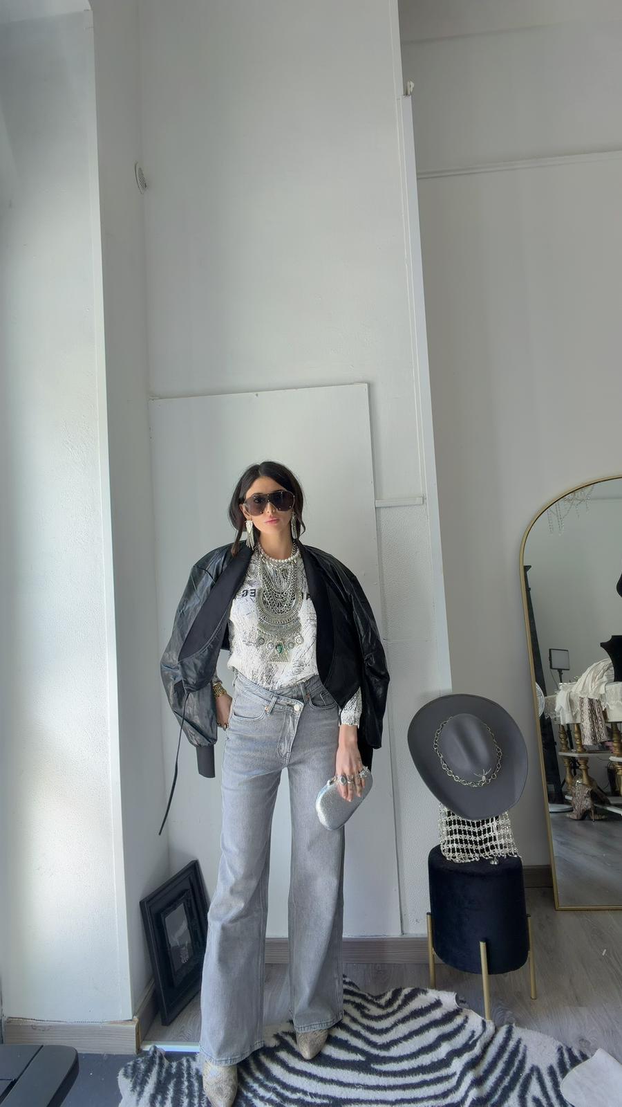 JEANS GRIGIO BOTTON