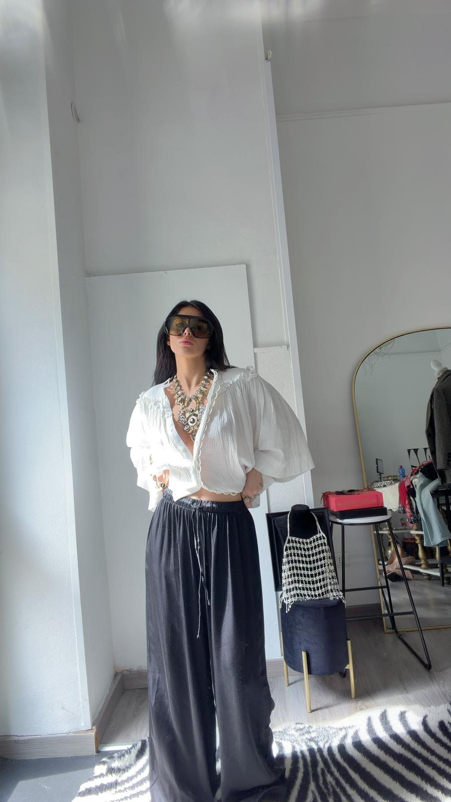 PANTALONE NERO SETATO