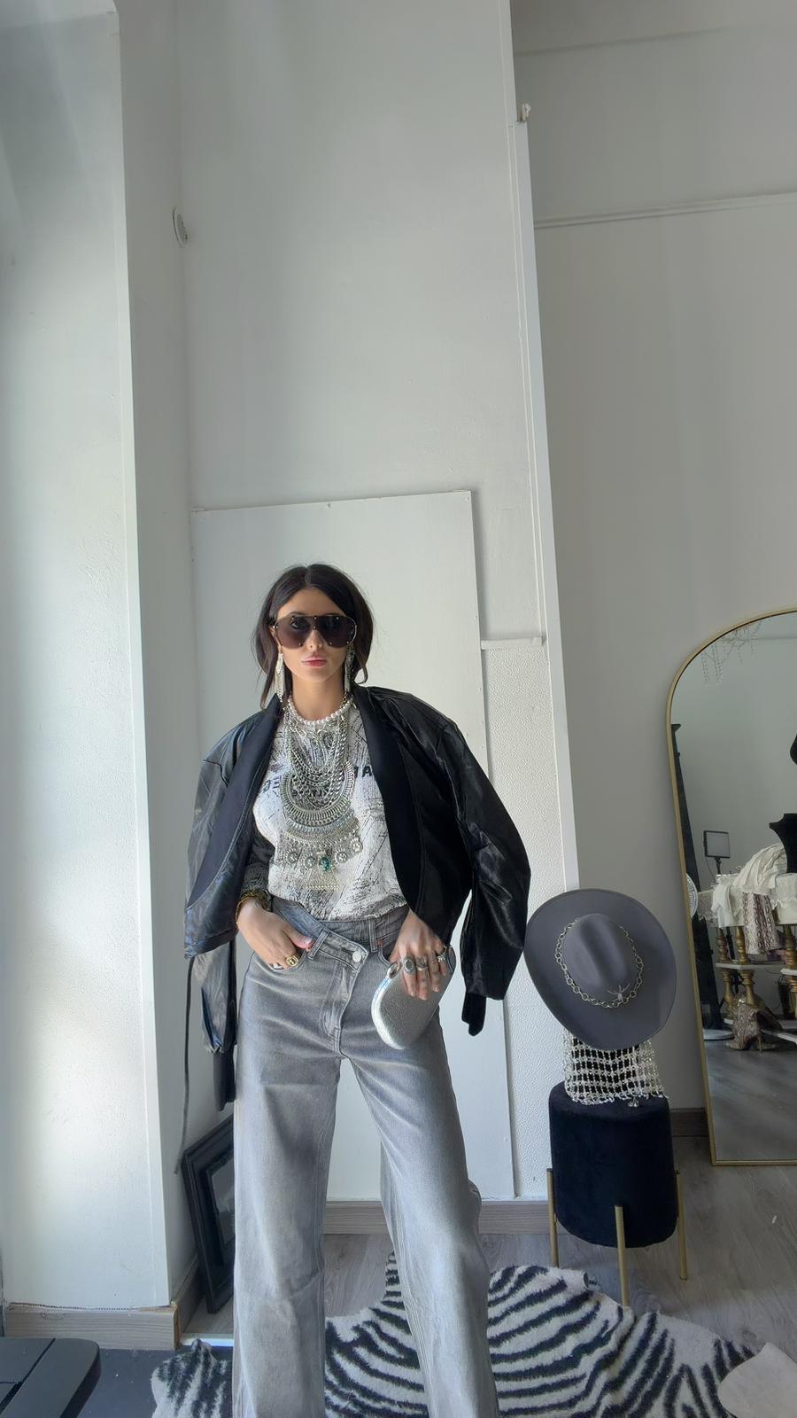 JEANS GRIGIO BOTTON