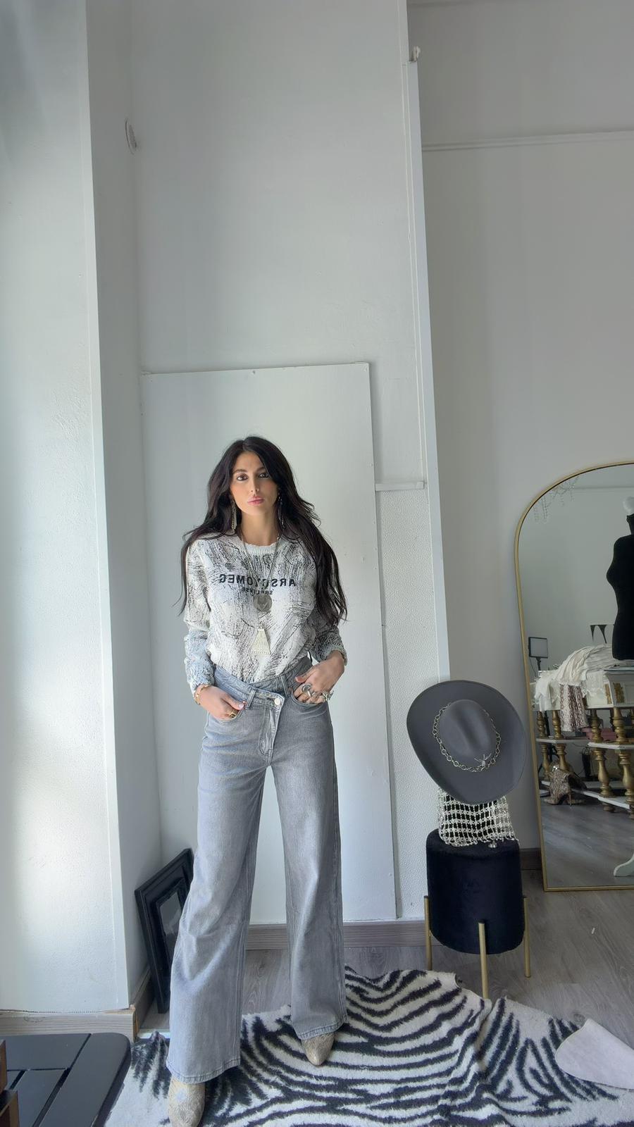 JEANS GRIGIO BOTTON