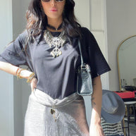FOULARD GRIGIO FRANGE